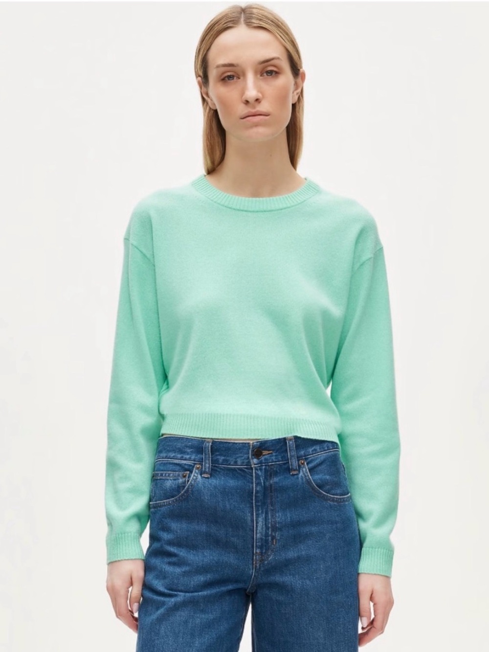 NWT J.Crew Perfect Cashmere Sweater Neon Seamist